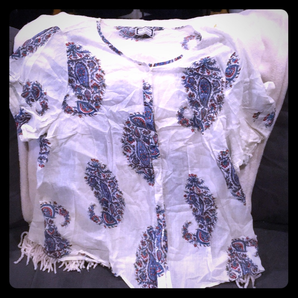 Boho concert hippie blouse with tie close